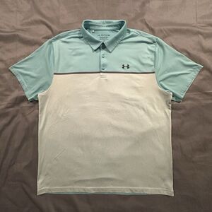 Under Armour The Playoff Polo Mens 2XL Colorblock Green Golf Shirt Button